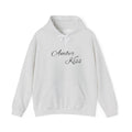 Amber Kiss Star Hoodie — White Script Front & Yellow Star Back Hooded Sweatshirt